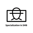 Минималистичная одноцветная иконка, символизирующая юридическую специализацию в области сопровождения малого и среднего бизнеса